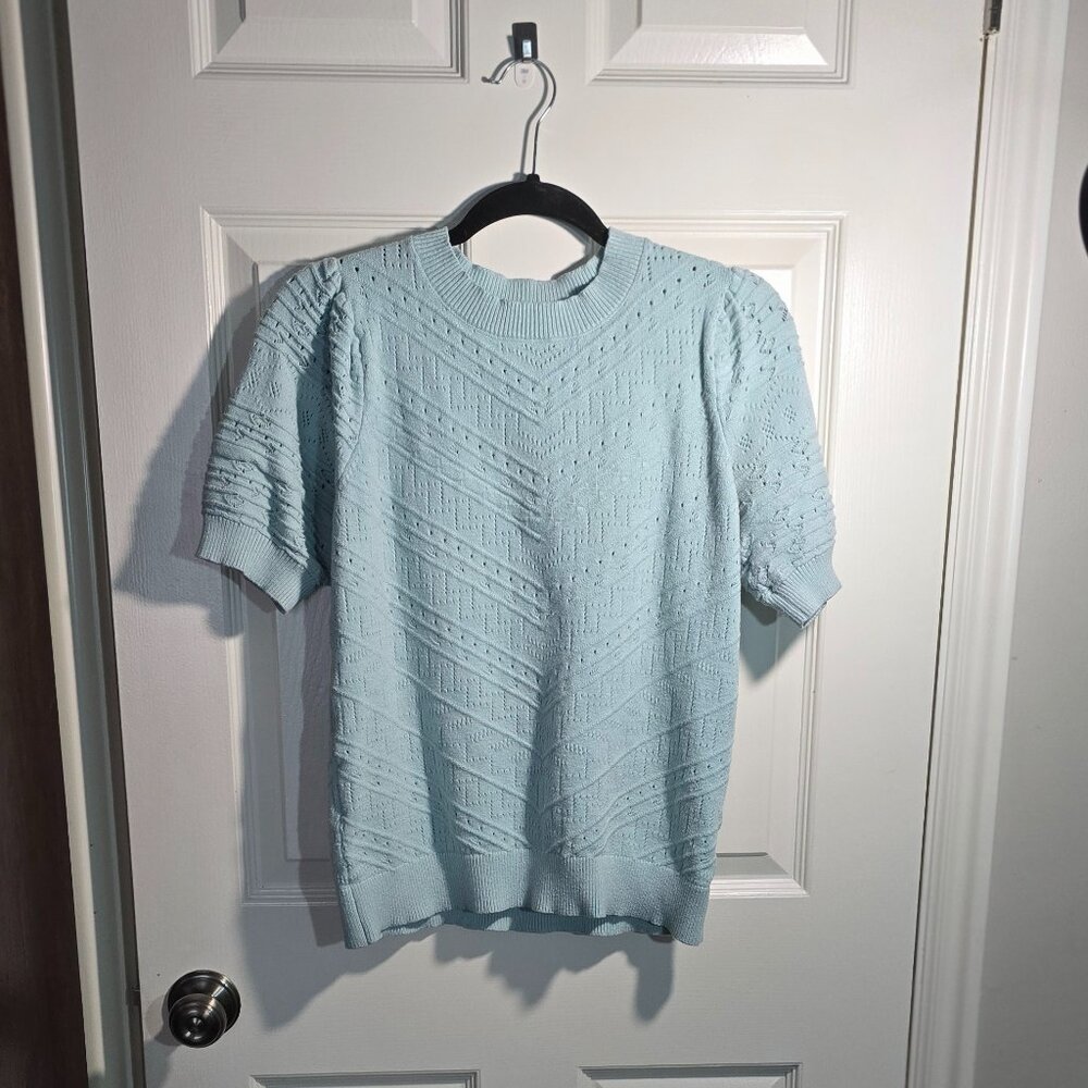 Women's Spring Short Sleeved Sweater, Mint, L